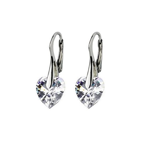Stříbrné náušnice srdíčka s krystaly Crystals from Swarovski®, Crystal