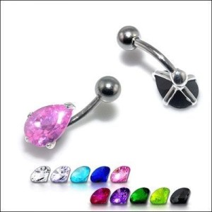 Stříbrný piercing do pupíku - kapka