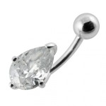 Stříbrný piercing do pupíku - kapka (čirá)