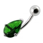 Stříbrný piercing do pupíku - kapka (čirá)