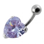 Stříbrný piercing do pupíku - srdíčko (čirá)