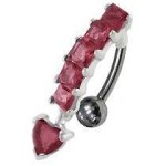Stříbrný piercing do pupíku - obrácený (tyrkysová)