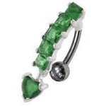 Stříbrný piercing do pupíku - obrácený (tyrkysová)