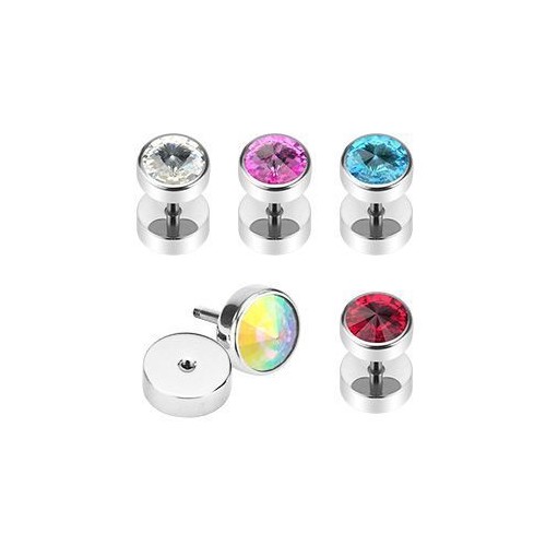 Piercing falešný plug zirkon HWPSFX22