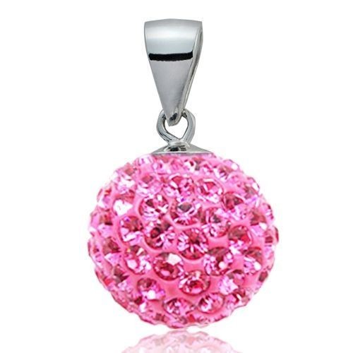 Stříbrný přívěsek koule 10 mm s krystaly Crystals from Swarovski®, Pink