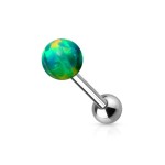 Piercing do jazyka opál (růžová, 1,6 x 16 mm)