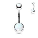 Piercing do pupíku - banánek opál (modrá)