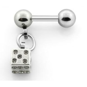 Piercing do ucha činka chirurgická ocel hrací kostka ABBER4