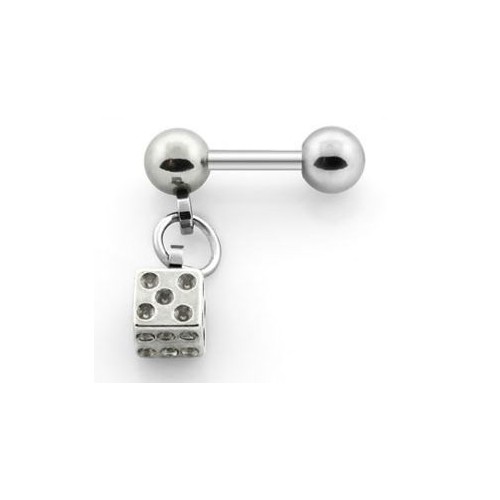 Piercing do ucha činka chirurgická ocel hrací kostka ABBER4