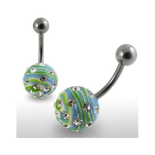 Piercing do pupíku fimo s krystalky PBFDBLY605