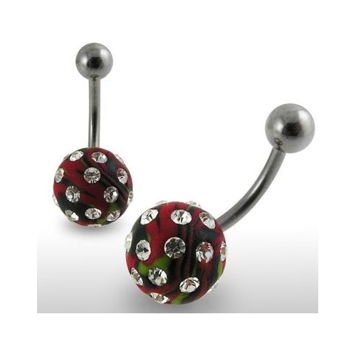 Piercing do pupíku fimo s krystalky PBFDBLY610