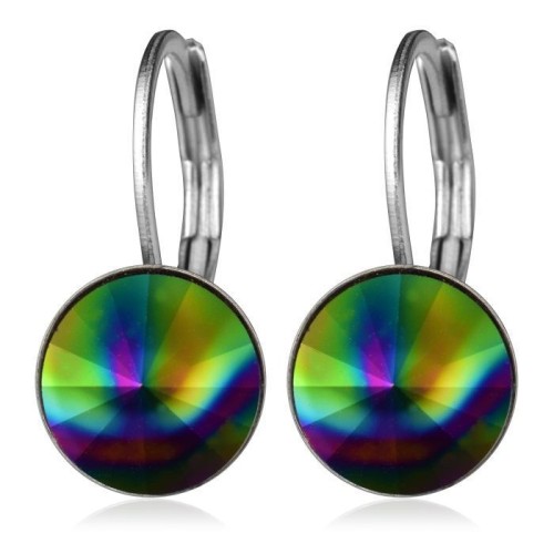 Ocelové náušnice s krystaly Swarovski®, RAINBOW DARK