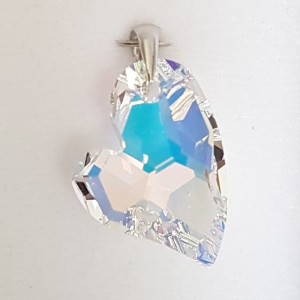Stříbrný přívěsek srdce z dílny Crystals from Swarovski®, Crystal AB