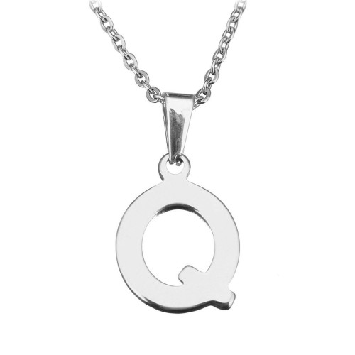 Ocelový řetízek s přívěskem iniciála ”Q”