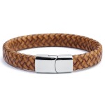 Kožený náramek splétaný s ocelovou sponou