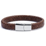 Kožený náramek splétaný s ocelovou sponou