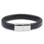 Kožený náramek splétaný s ocelovou sponou