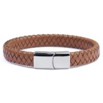 Kožený náramek splétaný s ocelovou sponou