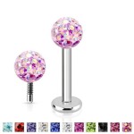 Piercing do brady labreta s krystaly Crystals from SWAROVSKI® 1,2 x 8 mm (tyrkysová/duhová) [9]