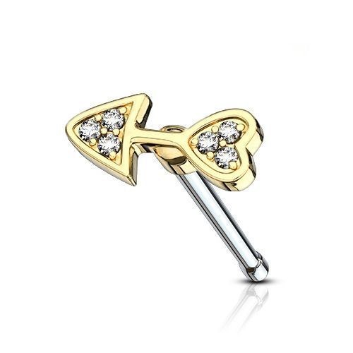 Zlacený piercing do nosu - šipka