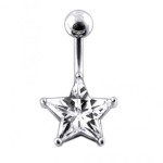 Stříbrný piercing do pupíku - hvězda (fialová)