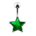 Stříbrný piercing do pupíku - hvězda (fialová)