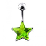 Stříbrný piercing do pupíku - hvězda (fialová)