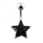 Stříbrný piercing do pupíku - hvězda (fialová)