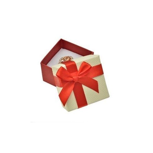 Dárková krabička na prsten nebo náušnice, červená mašle