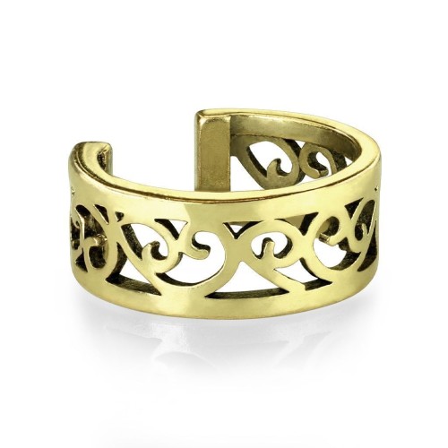 Zlacený falešný piercing do ucha - klips s ornamenty