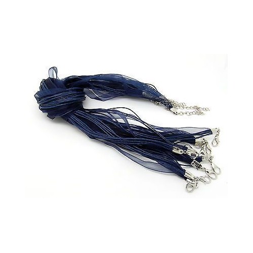 Tmavě modrá šňůrka na krk z organzy