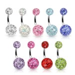 Piercing do pupíku zdobený krystaly Swarovski® (tyrkysová, 1,6 x 10 mm)