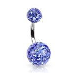 Piercing do pupíku zdobený krystaly Swarovski® (tyrkysová, 1,6 x 10 mm)