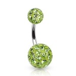Piercing do pupíku zdobený krystaly Swarovski® (tyrkysová, 1,6 x 10 mm)