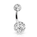 Piercing do pupíku zdobený krystaly Swarovski® (tyrkysová, 1,6 x 10 mm)