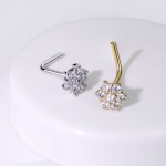 Zlatý piercing do nosu kytička - čirý zirkony, Au 585/1000