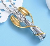 Náhrdelník - pamětní přívěsek, pietní přívěsek, přívěsek na popel anděl ocelový gold