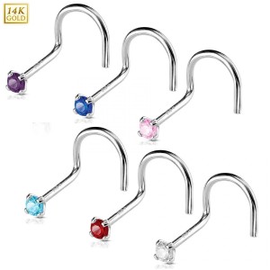 Zlatý piercing do nosu, Au 585/1000 - kamínek 2 mm