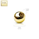 Náhradní kulička zlatá pro závit 1,2 mm, 585/1000 (3 mm, 0,13 g) [5]