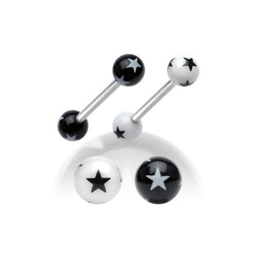 Piercing činka chirurgická ocel s UV kuličkami HWBAQ0158