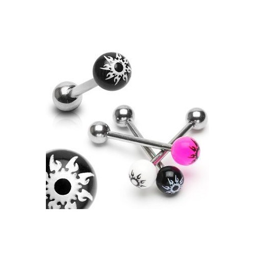 Piercing činka chirurgická ocel s UV kuličkou HWBAQ0307