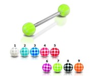 Piercing činka chirurgická ocel s UV kuličkami HWBQ