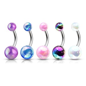Piercing do pupíku - banánek s kovovým leskem