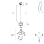 Těhotenský piercing do pupíku - stopy (růžová, 1,6 x 25 mm) [10]