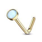 Zahnutý piercing do nosu s kamenem (růžové zlato)