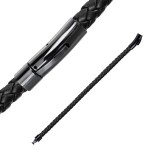 Kožený náramek proplétaný černý black, délka 21,5 cm