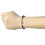 Kožený náramek proplétaný černý gold, délka 21,5 cm