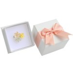 Dárková krabička na prsten/náušnice, bílá s růžovou mašlí [2]