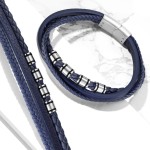 Modrý kožený náramek s ocelovými komponenty, délka 19 cm [3]
