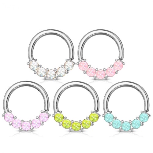 Piercing kruh s kameny 1,0 x 10 mm